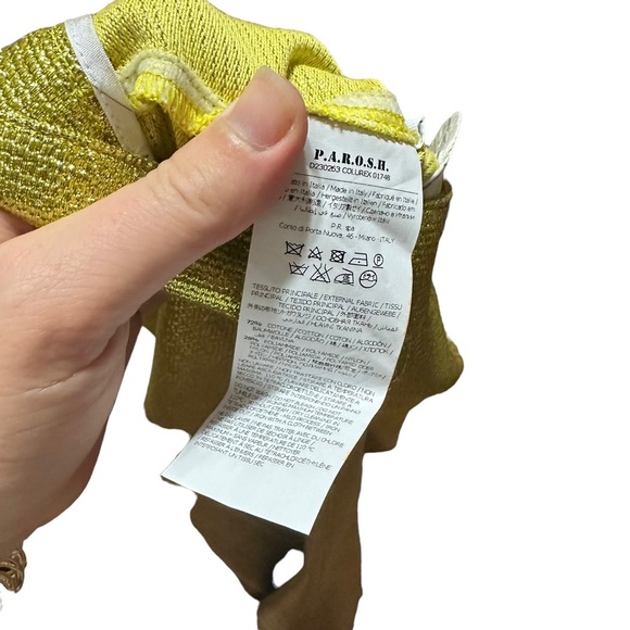 P.A.R.O.S.H. Yellow Metallic Pants Size Large - Picture 3 of 5